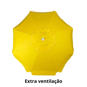 Kit Guarda Sol Praia Amarelo Bagum 1,60 M Alumnio + Base Preta 22 Kg
