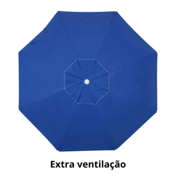 Kit Praia Guarda Sol 1,60 M Azul Royal Bagum Alumnio + Base Preta 22 Kg