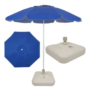 Kit Praia Guarda Sol 1,60 M Bagum + Base Branca 18 L + 2 Cadeiras Alumnio