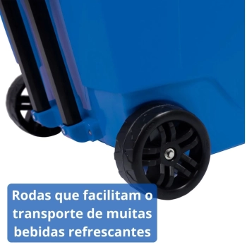 Caixa Trmica 42 L Ala e Rodas Azul + Guarda Sol + Banqueta Praia / Pesca
