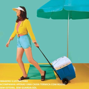 Caixa Termica com Rodas e Ala / Carrinho Cooler 42 Litros Mor Azul