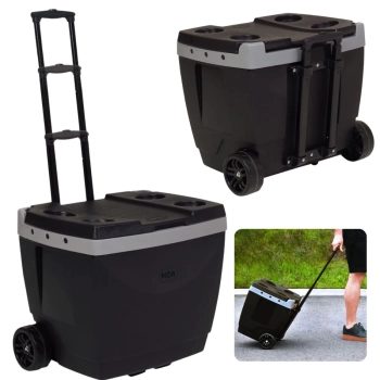 Kit Praia / Pesca Caixa Termica 42 L Rodas e Ala + Cadeira 4 Posies Alumnio