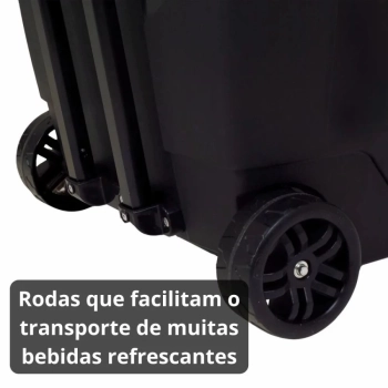 Kit Praia / Pesca Cooler Preto 42 L Rodas e Ala + Guarda Sol Bagum 1,60 M