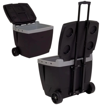 Kit Praia / Pesca Cooler Preto 42 L Rodas e Ala + Guarda Sol Bagum 1,60 M