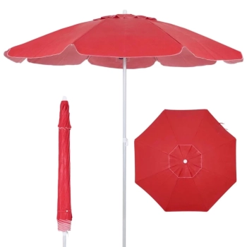 Kit 4 Cadeiras de Praia Alta Xadrez + Guarda Sol 2 Metros Alumnio / Bagum