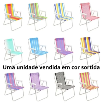Guarda Sol Articulado 2,10 M com Saca Areia + Cadeira Alumnio Praia Piscina