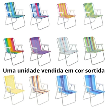 Guarda Sol Articulado 2,10 M com Saca Areia + Cadeira Alumnio Praia Piscina