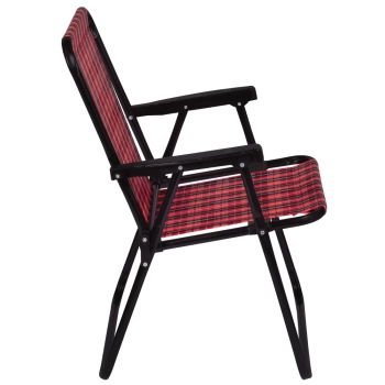 Kit Praia 2 Cadeiras Xadrez + Caixa Termica 26 L Cooler Vermelho