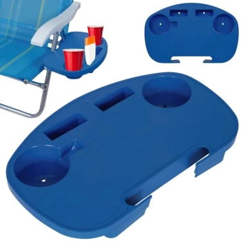 Kit Guarda-sol 2 M Alumnio Azul + Mesa Porttil + 1 Cadeira Pesca / Praia