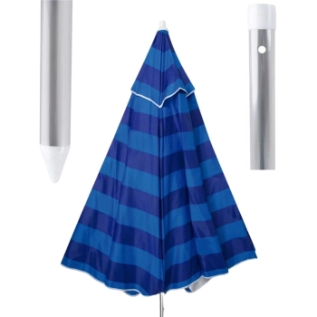 Kit Guarda-sol 2 M Alumnio Azul + Mesa Porttil + 1 Cadeira Pesca / Praia
