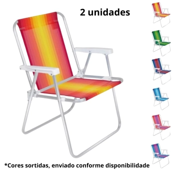 Kit Guarda-sol 2 M + 2 Cadeiras + Saca Areia + Carrinho Praia com Avano