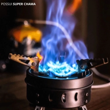 Kit Fogareiro Porttil Super Chama com Acendedor Camping e Pesca + 2 Cartuchos de Gs 450g Cada