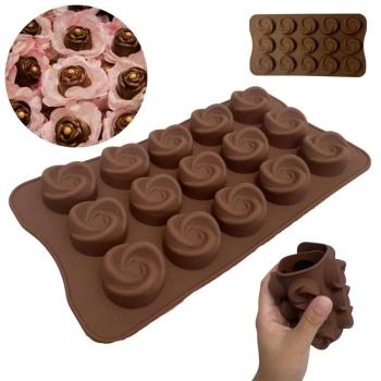 Kit 7 Forminhas de Silicone Corao Cupcake / Muffin e Flores para Bombom / Trufas