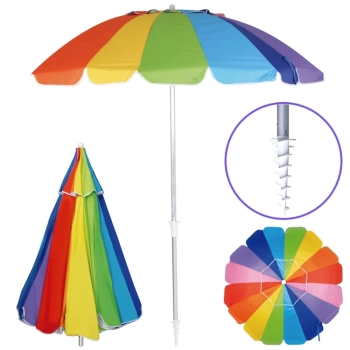 Kit Guarda Sol Articulado 2,10 M com Saca Areia + Cadeira Praia 4 Pos. + Mesa Porttil