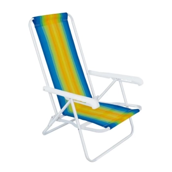 Kit Guarda Sol Articulado 2,10 M com Saca Areia + Cadeira Praia 4 Pos. + Mesa Porttil