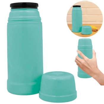 Caixa Termica Preta Cooler Pequeno 6 L + Garrafa Termica Mini Menta Lanches e Bebidas