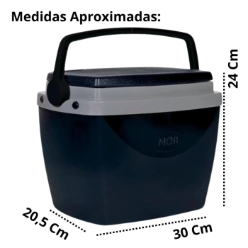 Caixa Termica Preta Cooler Pequeno 6 L + Garrafa Termica Mini Azul Abc Lanches e Bebidas