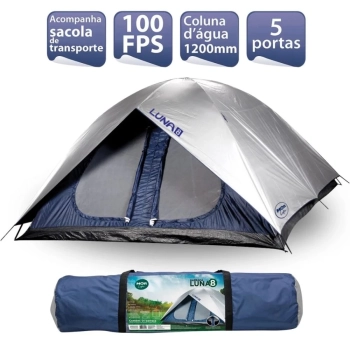 Kit Camping Barraca 8 Pessoas Luna + 2 Colches Inflveis Casal com Inflador de P
