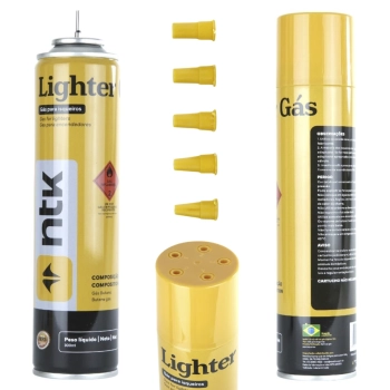 Kit com 2 Gases para Isqueiros Lighter Gs Ntk 600 Ml Gs Butano