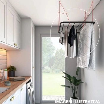 Kit Varal de Teto 120 Cm + 2 Mini Varais Oval Roupa Intima com 48 Grampos + Kit Instalao Apartamento