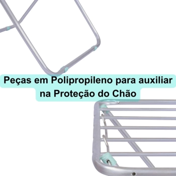 Kit Varal de Cho Aluminio 88 Cm Slim + Cesta Organizadora + 36 Grampos Lavanderia