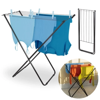 Kit Varal Cho Preto Ao 75 Cm Slim + 8 Protetores de Varais Apartamento Lavanderia Mor