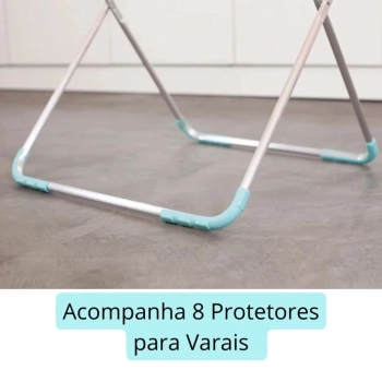 Kit Varal Cho Preto Ao 75 Cm Slim + 8 Protetores de Varais Apartamento Lavanderia Mor