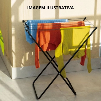 Kit Varal Cho Preto Ao 75 Cm Slim + 8 Protetores de Varais Apartamento Lavanderia Mor