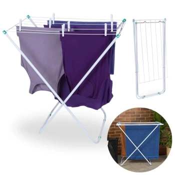 Kit Varal Cho Branco Ao 75 Cm Slim + Kit Protetor de Varais + 48 Prendedores Lavanderia