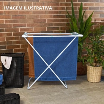 Kit Varal Cho Branco Ao 75 Cm Slim + Kit Protetor de Varais + 48 Prendedores Lavanderia
