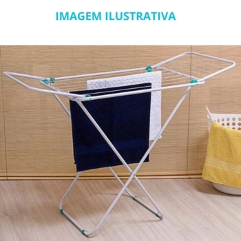 Kit Varal Aluminio com Abas 1,43 M + Uma Pequena Cesta com 36 Grampos + 4 Protetores de Varal