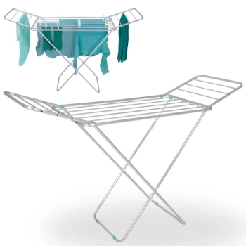 Kit Varal Aluminio com Abas 1,43 M + Uma Pequena Cesta com 36 Grampos + 4 Protetores de Varal
