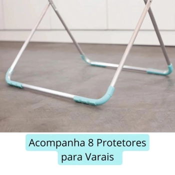 Kit Varal de Cho Aluminio com Abas 1,43 Metros + 8 Protetores de Varal