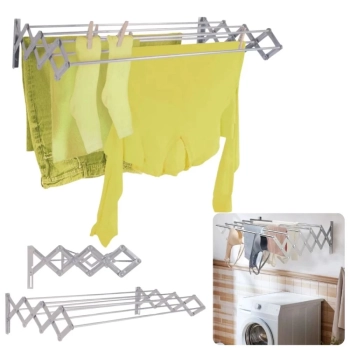 Kit Varal de Teto 120 Cm Alumnio + Kit Instalao + Varal de Cho com Abas 1,43 M Slim Lavanderia