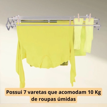 Kit Varal de Teto 120 Cm Alumnio + Kit Instalao + Varal de Cho com Abas 1,43 M Slim Lavanderia