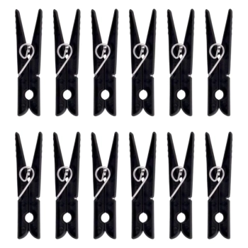 Kit Varal de Parede Retratil Sanfonado Aluminio 1 M + Kit Instalao + 48 Pregadores Pretos Lavanderia