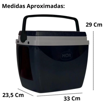 Kit Caixa Termica Preta Cooler 12 L com Ala + Duas Cadeiras de Praia Alta Xadrez Oliva