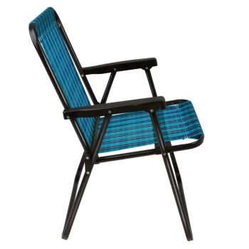 Kit Cooler 12 L Preto com Ala + Cadeira de Praia Alta Xadrez Azul + Mesa Porttil Porta Copos