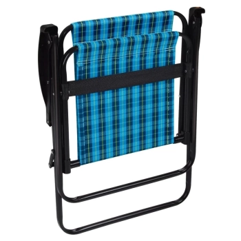 Kit Cooler 12 L Preto com Ala + Cadeira de Praia Alta Xadrez Azul + Mesa Porttil Porta Copos