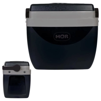 Kit Cooler 12 L Preto com Ala + Cadeira de Praia Alta Xadrez Azul + Mesa Porttil Porta Copos
