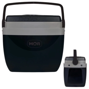 Kit Cooler 12 L Preto com Ala + Cadeira de Praia Alta Xadrez Azul + Mesa Porttil Porta Copos