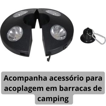 Ombrelone Central 3 Metros Bege em Madeira + Luminria 24 Leds para Jardim e Area Externa
