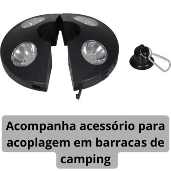 Kit com 2 Luminarias de 24 Leds Preta para Ombrelone Guarda Sol e Barraca Camping Piscina Giardino Bel