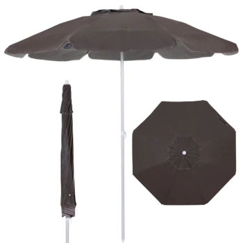 Kit Guarda Sol 2 M Bagum + Cadeira de Praia Aluminio + Cooler 19 L Preto Pesca