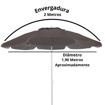 Kit Guarda Sol 2 M Bagum + Cadeira de Praia Aluminio + Cooler 19 L Preto Pesca