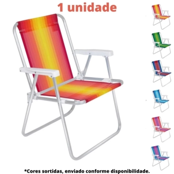 Kit Caixa Termica Rosa Pssego Cooler 12 L + Cadeira de Praia Colorida Aluminio