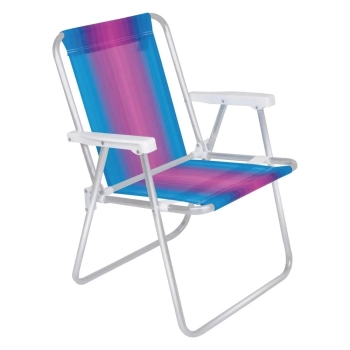 Kit Caixa Termica Rosa Pssego Cooler 12 L + 2 Cadeiras de Praia Coloridas Aluminio