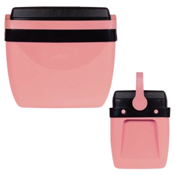 Kit Caixa Termica Rosa Pssego Cooler 12 L + Cadeira de Praia Preta Sannet