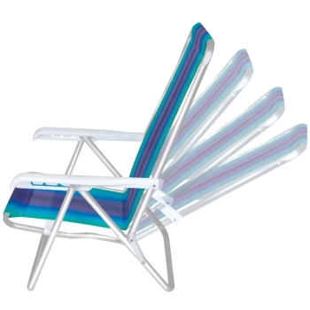 Kit Caixa Termica Rosa Pssego Cooler 12 L+ Cadeira de Praia Aluminio 4 Posies