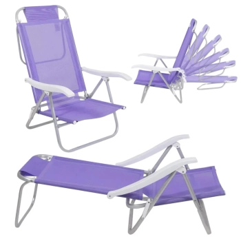 Kit Caixa Trmica Cooler Roxo 26 L + Cadeira de Praia 6 Posies Sunny Roxa